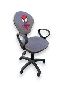 Resim Örümcek Adam Desenli Çocuk Odası Ders Çalışma Sandalyesi Ofis Koltuğu Tekerlekli Çocuk Sandalyesi Gri - Kırmızı 