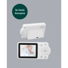 Resim MiraLive Gece Görüşlü Bebek Kamerası Ninni ve Alarm Özellikli 