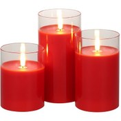 Resim Mufunye 3'lü Led Mum Seti - Titreşimli & Sabit Işık, 3 Farklı Boyut, Zamanlayıcılı, 2 Aa Pil İle Çalışır Piller Dahil Değil Renkli 