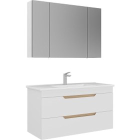 Resim Orka Lena 100 Cm Mat Beyaz Çekmeceli Banyo Dolabı Takımı Beyaz 