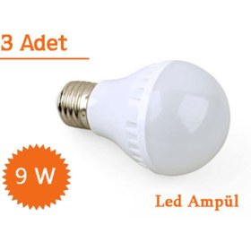 Resim Çokuygunuz 2 Adet Ev Ofis Için 9w Enerji Tasarruflu Led Ampul ( 3 Adet ) 
