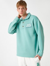 Resim Gömlek Yaka Sweatshirt Şardonlu 