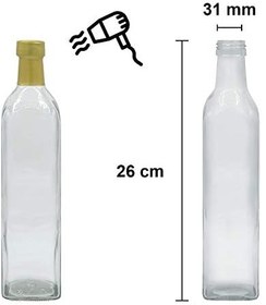 Resim Afracam 500 ml Şeffaf Maraska Kilitli Kapaklı ve Kapüşonlu Boş Cam Şişe 12 Adet 