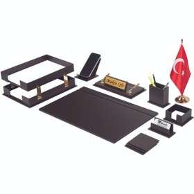 Resim Makroofis Liya sümen Takımı 11 Parça Kahve Masa Bayraklı 