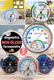 Resim Munico 2 Adet Ev Ofis Higrometre Kapalı Kablosuz Duvara Monte Nem Ölçer İç Dış Sıcaklık Ölçer Higrometre 