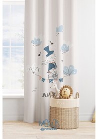 Resim Hokkabaz Köpekcik Desenli Fon Perde Çocuk Ve Bebek Odası Süet Baskılı Ekstrafor Büzgü Tek Kanat Çok Renkli 