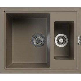 Resim Polex Cristalüx Granit Evye P-04 Toprak 1.5 Gözlü Tezgah Altı Ve Tezgah Üstü Kare Mutfak Evyesi 59.5x49 CM 