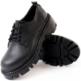 Resim 868-754 Siyah Bağcıklı Günlük Yüksek Tabanlı Loafer Ayakkabı Bej - Siyah 