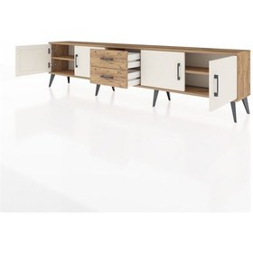 Resim Arges Tv Ünitesi 2 Raflı 2 Çekmeceli 4 Kapaklı 220x30x51 Çam-aytaşı/çam Aytası/atlas Çam - Atlas Çam 