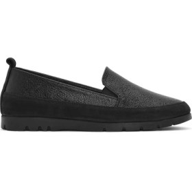 Resim Derimod Kadın Siyah Simli Deri Konfor Loafer 26PFD1500SM 