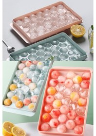 Resim Yayke Küre Yuvarlak 33 Hazneli Kapaklı, Buzluk Buz Kalıbı Kokteyl Çok Renkli 