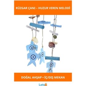 Resim Doğal Ahşap Rüzgar Çanı Huzur Verici Sesli Dekoratif Ürün No:4 1 Adet 