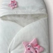 Resim Tomuycuk Çift Yıldızlı Kız Bebek Klasik Kundak Ekru 