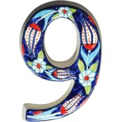 Resim Yılmazel Seramik Lale Desende Kapı Numarası lacivert 9 