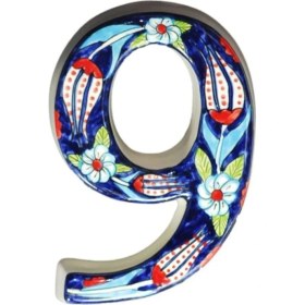 Resim Yılmazel Seramik Lale Desende Kapı Numarası lacivert 9 