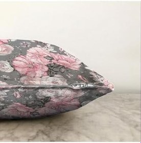 Resim RealHomes Çift Taraflı Renkli Zeminde Çiçek Desenli Dijital Baskılı Modern Raşel Örme Yastık Kırlent Kılıfı, Sonil-K-8432-55x55cm 