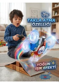 Resim Çılgın Dasher Uzaktan Kumandalı Işıklı Takla Atan Araba 360 Derece Dönebilen Akrobatik Oyuncak Araba Beyaz 