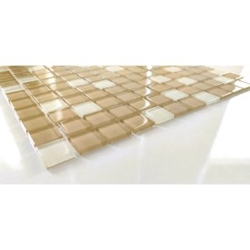 Resim MozaiKristaL Mutfak Tezgah Arası ve Tüm Yüzeyler Için 25X25X4 mm Krem Mix. 30X30 cm Fileli Kristal Mozaik ( 11 File = 1 M2 Fiyatıdır ) 