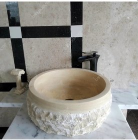 Resim Traverten Naturel Patlatma Mermer Lavabo 