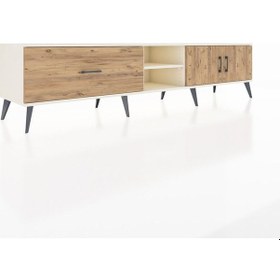 Resim Hyperion Tv Ünitesi 2 Raflı Tek Çekmeceli 2 Kapaklı 220x44x51 Aytaşı-çam Atlas Çam/atlas Çam - Aytası 