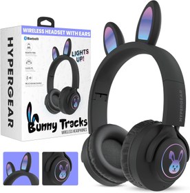 Resim HyperGear Bunny Tracks Çocuk Bluetooth Kablosuz Kulaklık, LED Tavşan Kulaklı - Hafif, Katlanabilir Mikrofonlu Kulak Üstü Kulaklık, HD Stereo Ses, 10 Saat Çalma Süresi, Aux Uyumlu, microSD/FM, Siyah 