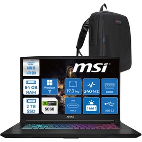Resim Msı Katana 17 Hx B14WFK-217TR 14. Nesil Intel İ9-14900HX 64GB DDR5 2TB SSD 8GB/RTX5060 115W 17.3'' Qhd (2560*1440), 240Hz IPS Windows 11 Pro Taşınabilir Bilgisayar W217TRP19 