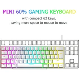 Resim Trol Blue Switch Mini Rgb Oyun Klavyesi Gaming 62 Tuşlu 18 Rgb LED USB Tip-C Kablosu Pembe Uyumlu 