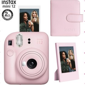 Resim Fujifilm Instax Mini 12 Pembe Fotoğraf Makinesi-Çerçeve ve 64'lü Kare Albüm Seti 