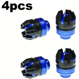 Resim Hightower 4 Parça Dayanıklı Alüminyum Motosiklet Çerçeve Kaydırmaz Kılıf, Darbe Dayanımlı Çatal Koruyucu Mavi 