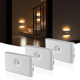 Resim 4 adet Altın Yüzyıl LED Gece Lambaları, USB Şarj Edilebilir Hareket Sensörlü Duvar Lambaları, Mat Bitiş, Lityum Pil ile, Koridor, Dolap, Yatak Odası, Mutfak, Perde, Aydınlatma Aksesuarları için | Modern Duvar Lambaları | USB Şarj Edilebilir Lambalar 