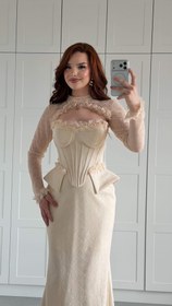Resim Leydi Diana Bolero Abiye Ekru 