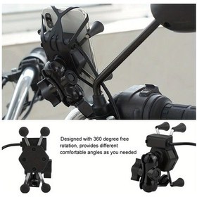 Resim Xuweiwei Universal Motosiklet Telefon Tutucu Alüminyum Alaşım Stand Braket Usb Destek 