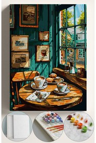 Resim Su'lepas Sayılarla Boyama Seti Numaralı Tuval Fırça Boya 40x50 Cm - KAHVECİ 