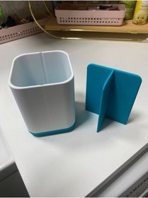 Resim Renkli Banyo Fiş Fırçalık Ve Diş Fırçası Kabı Beyaz 