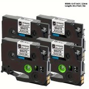 Resim EazeID 4 adet Lamine Etiket Bandı, 1.19cm x 7.99 metre - Brother P Touch & EazeID D210S H1100 E1000 P3200 D480BT P780BT ile Uyumlu - Kolay Soyulabilir, Ev & Ofis Düzenlemesi için Net Metin 