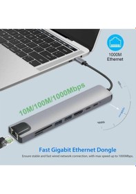 Resim Macbook Pro Air Usb Type-C Hub Dönüştürücü Çevirici Çoklayıcı 8 