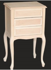 Resim Komodin 3Çekmece Parlak Lake Beyaz Kayın Aslan Iskelet Porselen 