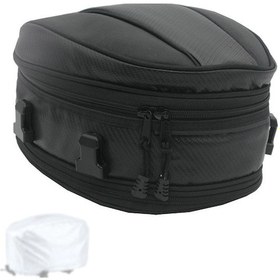Resim Motosiklet Kuyruk Çantası Çok Fonksiyonlu Motosiklet Arka Koltuk Çantası Arka Koltuk Bagaj Saklama Çantası Montaj Kayışları Yağmur Kılıfı 