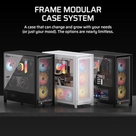 Resim CORSAIR Frame 5000D RS ARGB modüler yüksek hava akımı orta kule bilgisayar kasası – 4X önceden yüklenmiş RS fan, InfiniRail fan sabitleme sistemi, ters konektör anakart ile uyumlu, siyah 