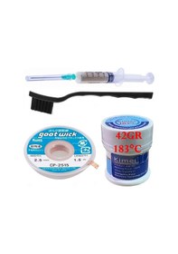 Resim Solderpaste Kimei 183c Uyumlu Krem Lehim 42g Sıvı Lehim Ve Flux Lehim Toplama 2,5mm Fırça Seti 4in1 