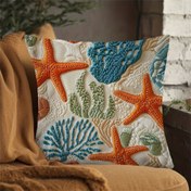 Resim Kıyı Şarmı, Deniz Eğilimi Yıldız Balığı Atma Yastık Kılıfı - 45.72cm x 45.72cm Yumuşak Polyester, Fermuarlı Makine Yıkanabilir, Mavi, Yeşil, Turuncu ve Beyaz Renkli Canlı Yaşam Tasarımı - Oturma Odası, Yatak Odası, Ofis Dekoru İçin Mükemmel (Yastık İçi Dahil Değildir), Plaj Temalı Dekor 
