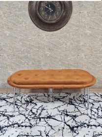 Resim Zafir Ufo Oturak Bench - Krom Kaplama Telli Ayak - Oturak - Bench - Puf - Yatak Ucu Pufu Turuncu 