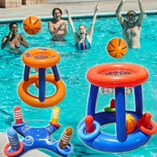 Resim 1 Set Yükseltilmiş Basketbol Topu Atma Oyunu 5 Adet Aile Partisi, Su Sporları, Yüzen Havuz Atma Sporları için - Açık Havuz Partileri ve Su Parkları için İdeal 