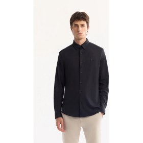 Resim AVVA Erkek Siyah Klasik Yaka Hızlı Kuruyan Non-Iron Slim Fit Gömlek A52Y2122 