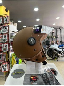 Resim Sway FS701 Deri Kaplama Yarım Motosiklet Kaskı (Kahverengi) 