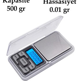 Resim Dijital Hassas Elektronik Kuyumcu Cep Terazisi Tartı 500 gr / 0.1 gr 