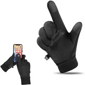 Resim TYCIONG 1 çift sıcak bisiklet eldiveni, rüzgar geçirmez, su geçirmez, tam parmaklı, siyah, dokunmatik ekran, açık hava sporları, motosiklet 