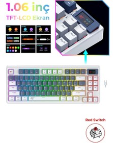 Resim Havit Gamenote Kb884L Rgb Mekanik Türkçe Klavye 1.06inç Tft-lcd Ekran - Red Switch 