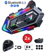 Resim Y20 Max Motosiklet Bluetooth 5.3 Kask Intercom 2 Kişi 300 Metre E 