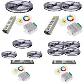 Resim Rgb Şerit Led Dokunmatik Kumanda Trafo Set Metre Seçim'Li 3 Çip 